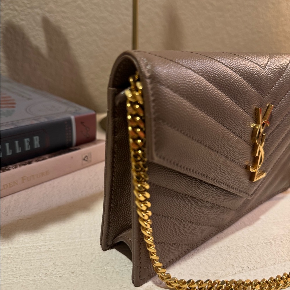 Yves Saint Laurent Taupe Quilted Crossbody Bag - Picture 3 of 16